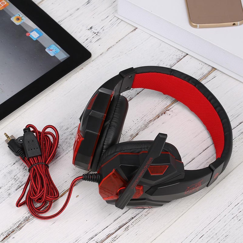 سماعة ألعاب سماعة رأس لأجهزة الكمبيوتر المحمولة بسماعة صوت وواجهة USB و3.5 مم وضوء LED للتحكم في مستوى الصوت سماعة رأس تغطي الأذن - Image 4