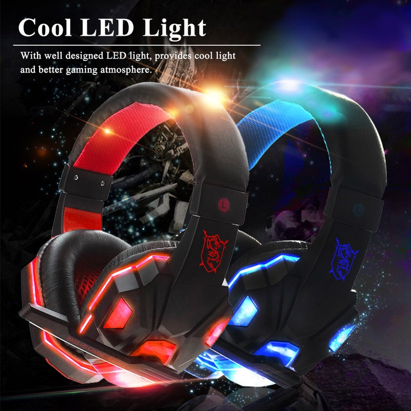 سماعة ألعاب سماعة رأس لأجهزة الكمبيوتر المحمولة بسماعة صوت وواجهة USB و3.5 مم وضوء LED للتحكم في مستوى الصوت سماعة رأس تغطي الأذن - Image 5