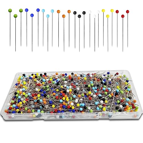 Urmspst 600PCS Sewing Pins Upgraded 15 inch Straight Pins with 4MM Colored Ball Glass Head Quilting Pins for Fabric Jewelry DIY Craft and Sewing ProjectColorful