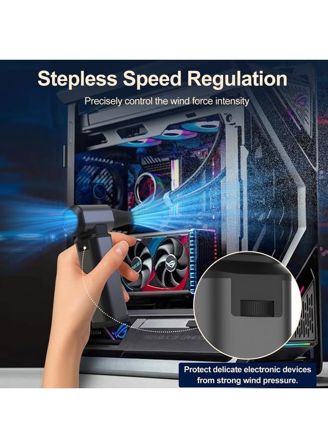 ZOZOO Compressed Air Duster, 180000RPM Powerful Cordless Electric Air Duster with Brushless Motor and LED Light, Rechargeable Stepless Speed Regulation Dust Blower for PC, Keyboard, House, Car and Outdoor - Image 3