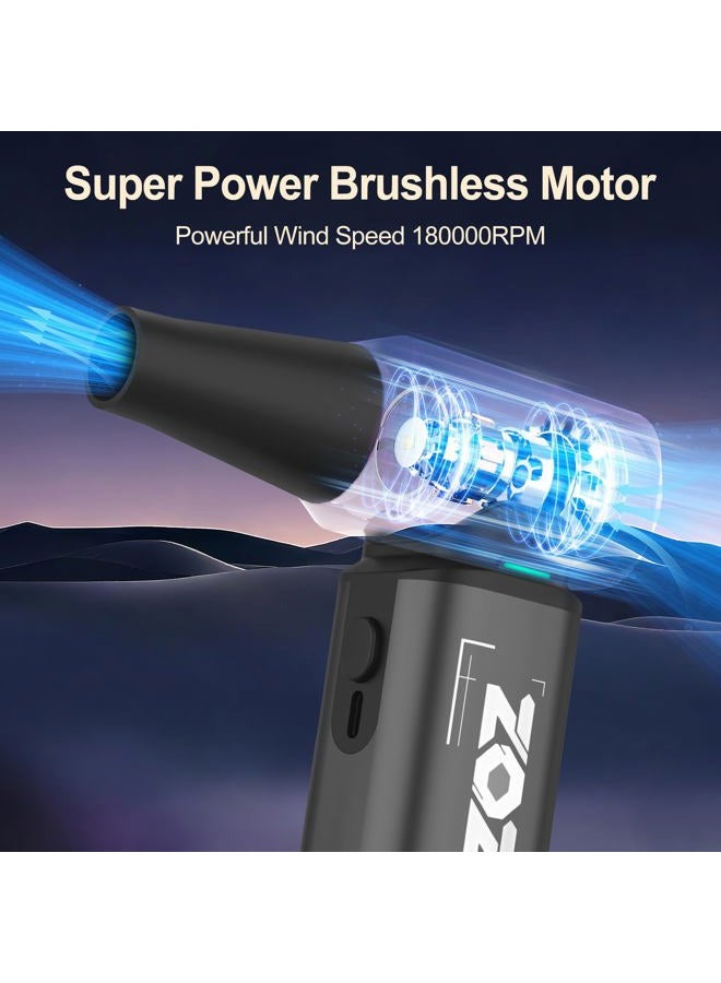 ZOZOO Compressed Air Duster, 180000RPM Powerful Cordless Electric Air Duster with Brushless Motor and LED Light, Rechargeable Stepless Speed Regulation Dust Blower for PC, Keyboard, House, Car and Outdoor - Image 2