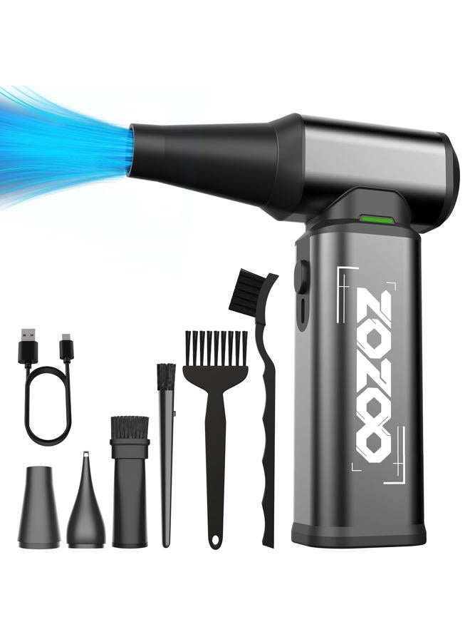 ZOZOO Compressed Air Duster, 180000RPM Powerful Cordless Electric Air Duster with Brushless Motor and LED Light, Rechargeable Stepless Speed Regulation Dust Blower for PC, Keyboard, House, Car and Outdoor - Image 1
