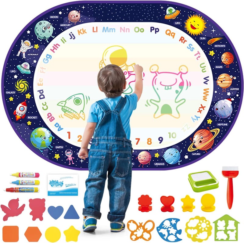 Coolplay Space Water Drawing Mat with Painting Tools, Paint with Water Doodle Mat Children Educational Toys for Kids Travel Activities Boys Girls Toys 3 4 5 6 7 8 Years Old - Image 1