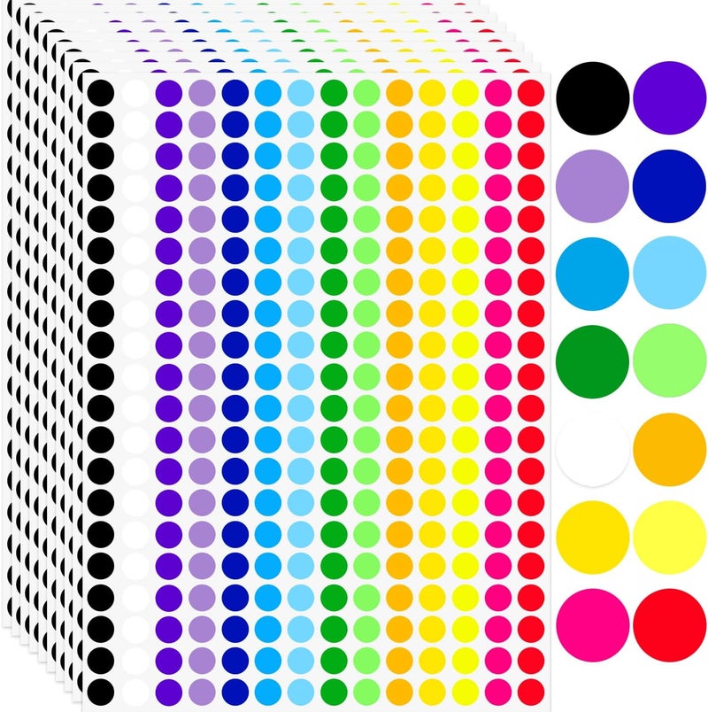 Color Coding Labels 12.7mm Waterproof Peelable Dot Stickers - 2800 Pcs 14 Bright Colors Small Circle Stickers for Office Organization Toddler Activities Home Kitchen - Image 1