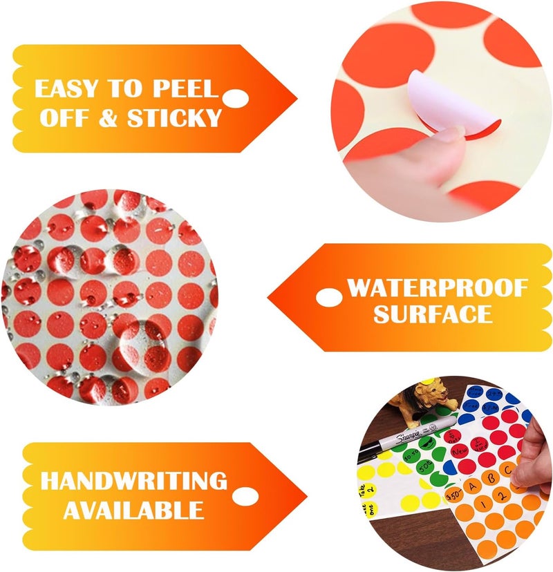 Color Coding Labels 12.7mm Waterproof Peelable Dot Stickers - 2800 Pcs 14 Bright Colors Small Circle Stickers for Office Organization Toddler Activities Home Kitchen - Image 3