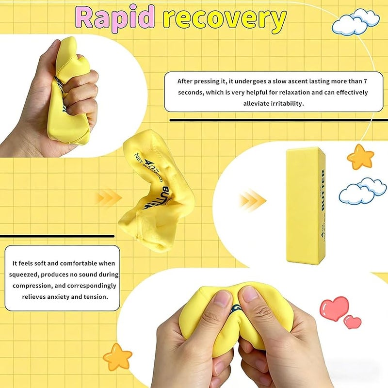 Cheese Squishy Toy, Slow-Rising Cheese Squishy Squeeze Block, Stress Balls for Adults, Stress & Anxiety Relief Fidget Gift,Stress-Relief Set for the Office and Classroom (Style A) - Image 4