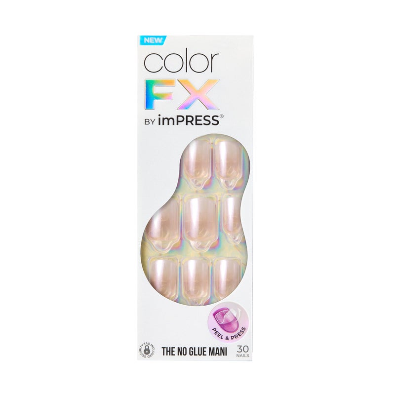 Impress KISS colorFX by imPRESS Press On Nails, â€˜Connectionâ€™, Solid White, Short Squoval, IMPROVED adhesive, Up to 10-Day Hold, Nail Kit Includes 30 Fake Nails, Prep Pad, Manicure Stick, Mini Nail File - Image 1