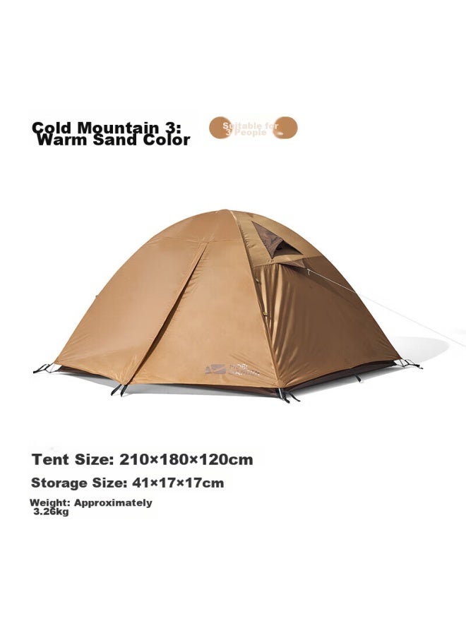 Mobigarden Tent, Outdoor Camping Hiking Windproof And Rainproof Three-person Tent, Lengshan 3 Nxzqu61008, Warm Sand Color - Image 1