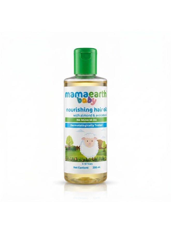 Mamaearth Baby Nourishing Hair Oil with Almond and Avocado Oil for 0-10years- 200ml