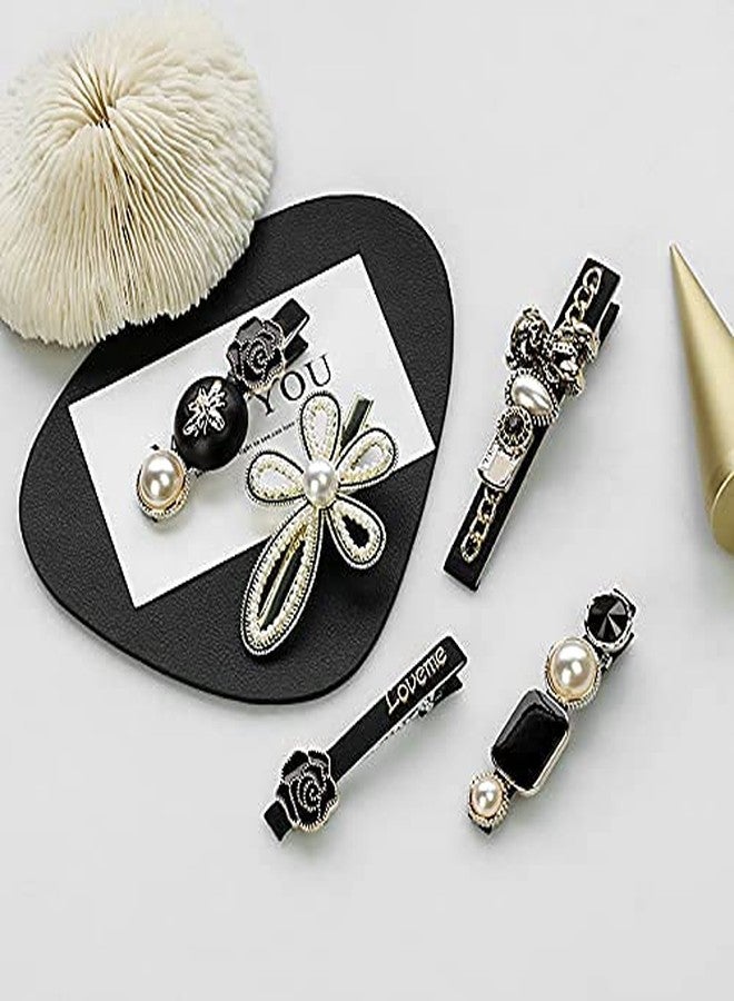 BOTIST 5Pcs Black Hair Clip/Elegant Pearl Hair Pins For Women & Girls/Styling Hair Accessories/Retro Bear Hair Pin - Image 1