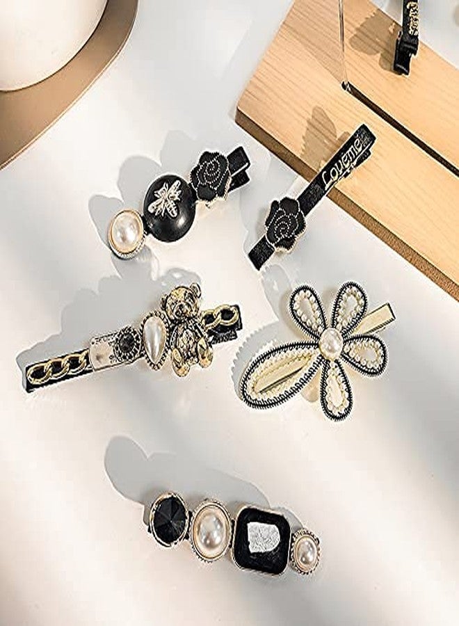 BOTIST 5Pcs Black Hair Clip/Elegant Pearl Hair Pins For Women & Girls/Styling Hair Accessories/Retro Bear Hair Pin - Image 3