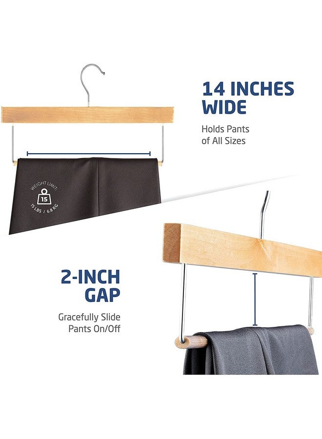 Aakriti Aakriti Wooden Slack/Trouser Pants Hangers with Non Slip Bar Smooth Finish, Durable Wooden Hangers - Slim & Sleek Space Saving Closet Hangers, 360° Hook- Ideal for Pant (24 Cloth Hanger)  - Image 5