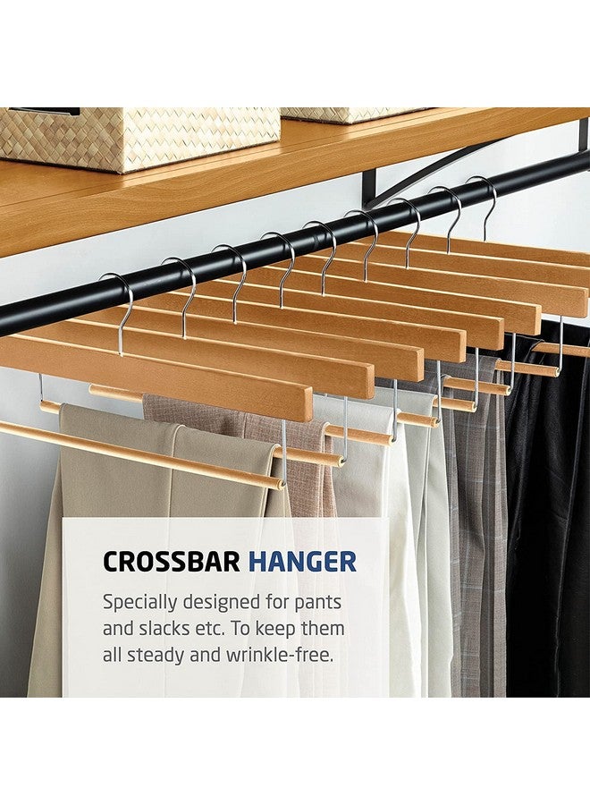 Aakriti Aakriti Wooden Slack/Trouser Pants Hangers with Non Slip Bar Smooth Finish, Durable Wooden Hangers - Slim & Sleek Space Saving Closet Hangers, 360° Hook- Ideal for Pant (24 Cloth Hanger)  - Image 2