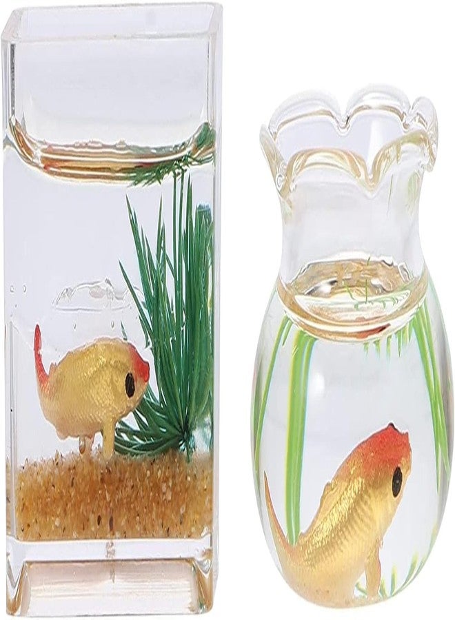 aoukoslt 2Pcs 1/12 Scale Accessories Dollhouse Fish Tank, Miniature Fish Bowl Miniature Dollhouse Accessories for Garden Scene Decor Desktop Ornaments, Dollhouse Decor, Decorations - Image 1