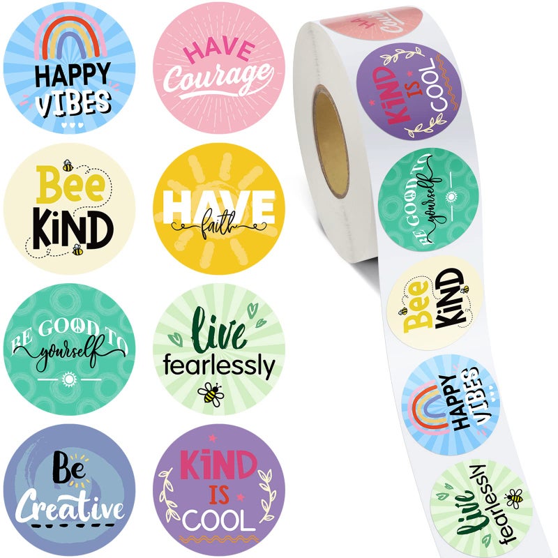 Geyee 1000 Pcs Kindness and Vibes Stickers Positive Affirmation Inspirational Motivational Kind Encouraging Stickers for Adults(Cute) - Image 1