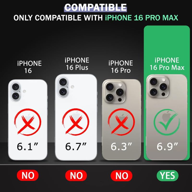 US LITE Back Cover for iPhone 16 Pro Max with Portable Kickstand | Mag-Safe Compatible Magnetic Case | Shockproof Military Grade Protection | Extreme Protection Phone Cover – Black - Image 2