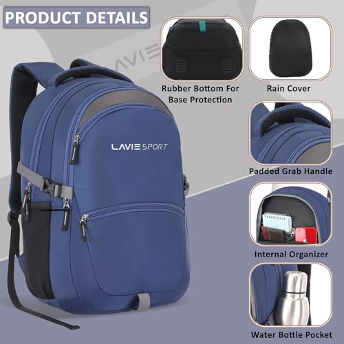 Lavie Sport 48cm Titan 29 litres Casual Backpack with Laptop Sleeve for Men & Women | Rain Cover Backpack for Boys & Girls - Image 2