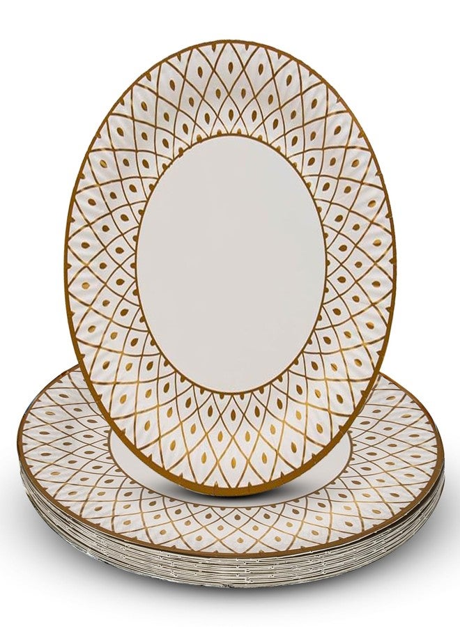 Talking Tables 24 x Gold Disposable Paper Plates Strong and Sturdy Elegant Design Recyclable Dishes for Christmas, Birthday Party, Weddings, Golden Anniversary, Engagements - Image 1