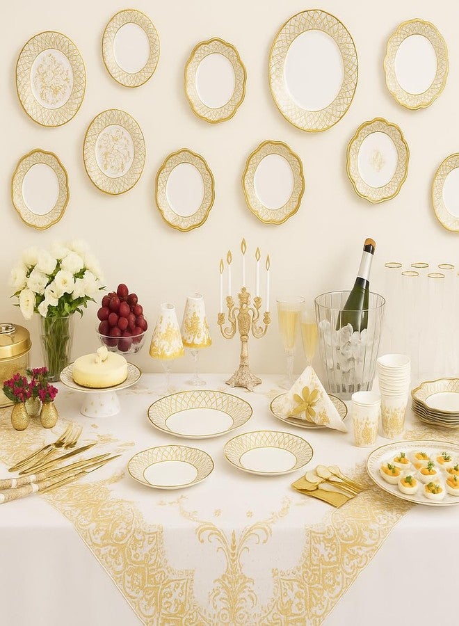 Talking Tables 24 x Gold Disposable Paper Plates Strong and Sturdy Elegant Design Recyclable Dishes for Christmas, Birthday Party, Weddings, Golden Anniversary, Engagements - Image 2