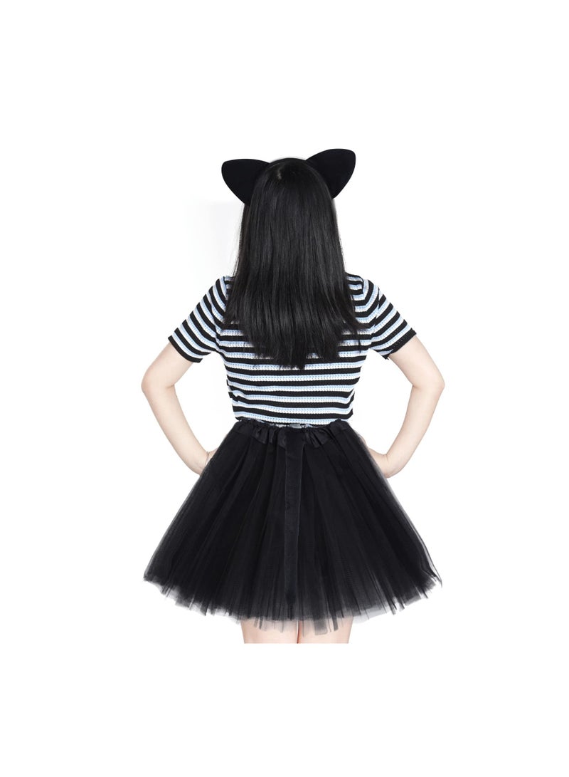 2 Set Little Cat Costume, Cat Ears Headband Bow Tie Tail, 2 Sheets Cat Face Stickers for Cosplay Costume Party Decor DIY, Animal Fancy Dress Costume Kit  Animal Costume (Little Cat Style) - Image 4