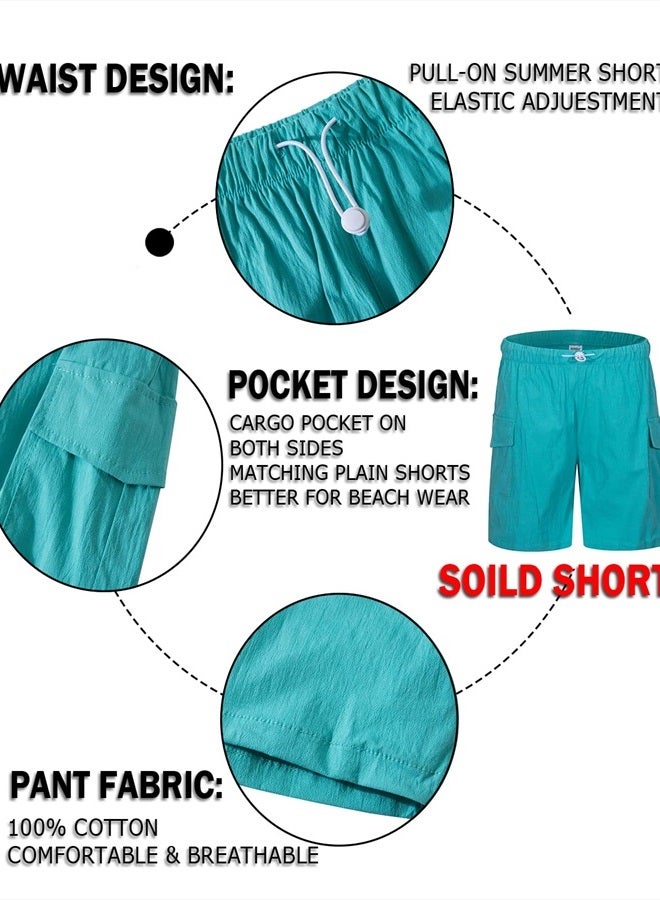 MOHEZ Boys Hawaiian Shirt and Short Set Summer Outfit Kids 2 Piece Clothes Button Down Printed Shirts Set With Bucket Hat White 7-8 Years Old - Image 4