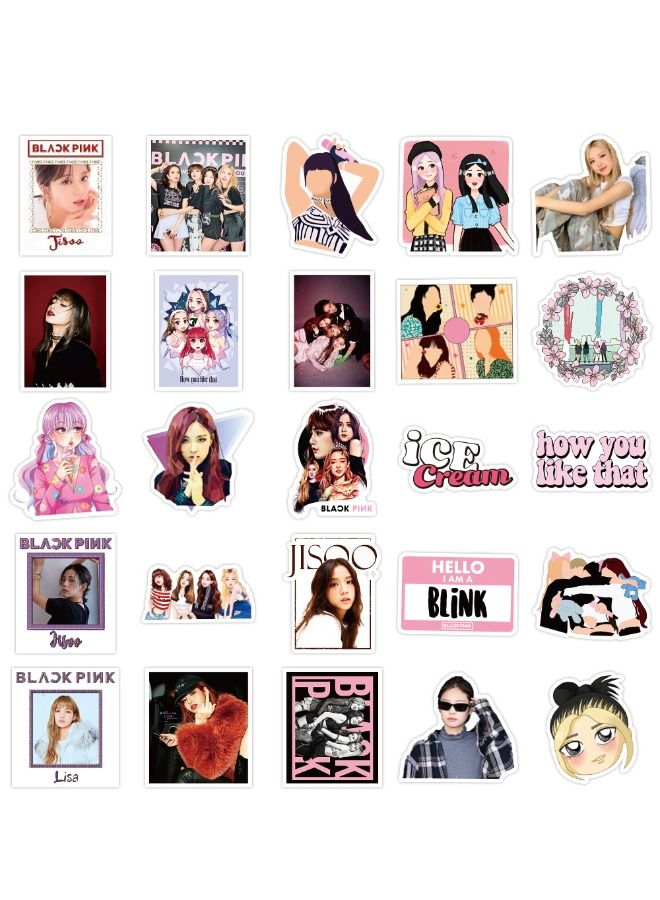 50-Piece Blackpink Stickers, Premium Waterproof Vinyl Stickers Set, HD Fine Color Printing Trendy Aesthetic Stickers, Suitable for Laptop Skateboard Luggage Guitar DIY  - Image 4