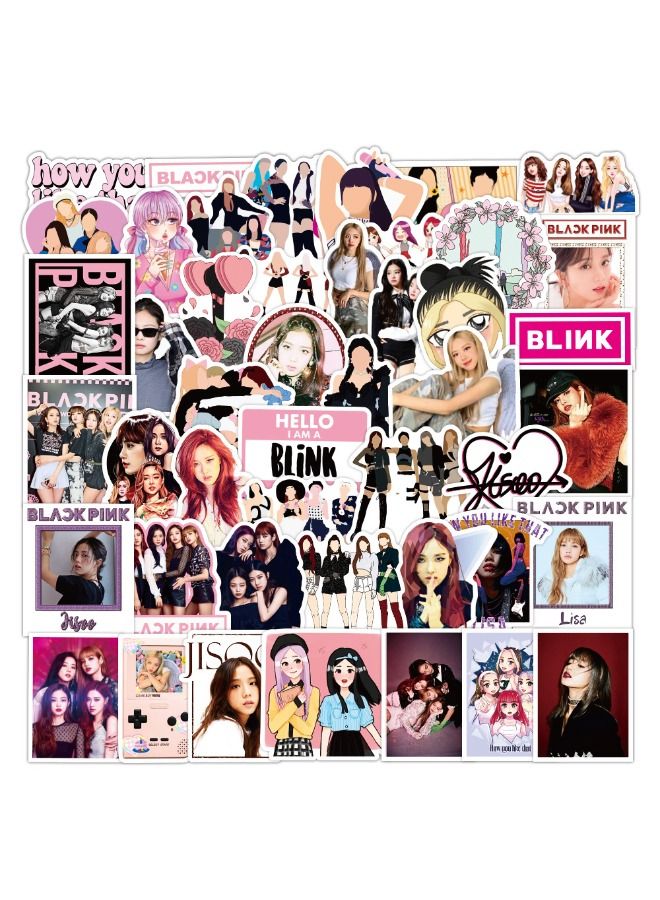 50-Piece Blackpink Stickers, Premium Waterproof Vinyl Stickers Set, HD Fine Color Printing Trendy Aesthetic Stickers, Suitable for Laptop Skateboard Luggage Guitar DIY  - Image 2