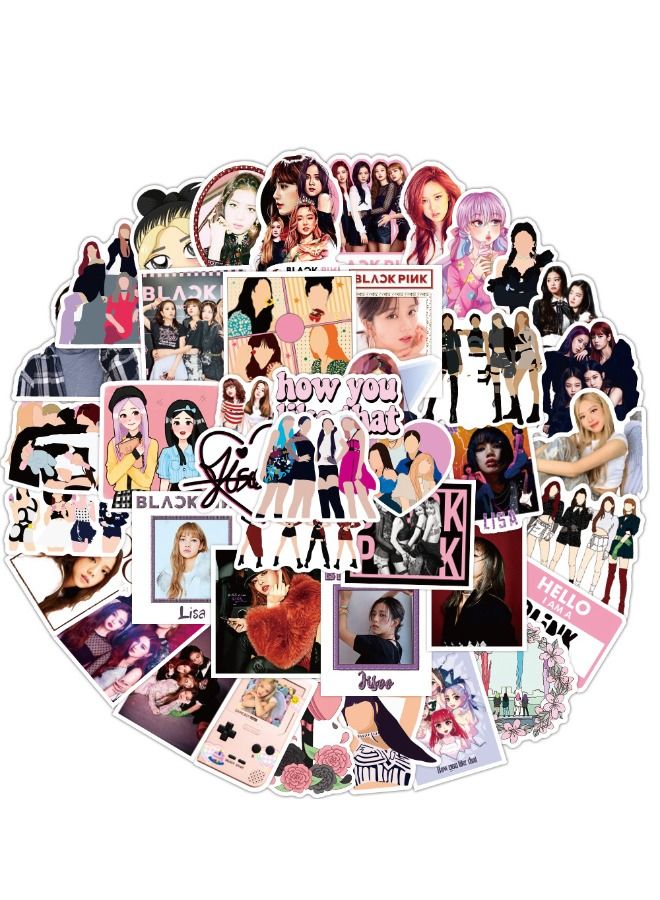 50-Piece Blackpink Stickers, Premium Waterproof Vinyl Stickers Set, HD Fine Color Printing Trendy Aesthetic Stickers, Suitable for Laptop Skateboard Luggage Guitar DIY  - Image 1