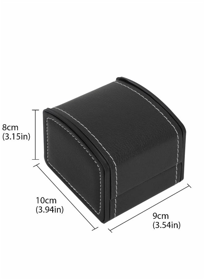 Watch Box PU Leather Single Watch Wristwatch Display Case Storage Case with Removable Watch Cushion Bracelet Bangle Jewelry Watch Gift Box Organizer 10 x 9 x 8cm Black - Image 2