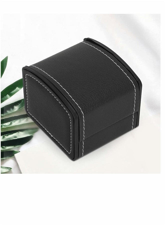 Watch Box PU Leather Single Watch Wristwatch Display Case Storage Case with Removable Watch Cushion Bracelet Bangle Jewelry Watch Gift Box Organizer 10 x 9 x 8cm Black - Image 3