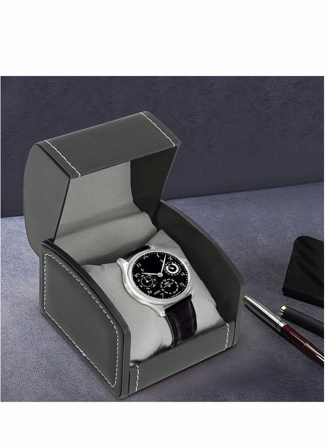 Watch Box PU Leather Single Watch Wristwatch Display Case Storage Case with Removable Watch Cushion Bracelet Bangle Jewelry Watch Gift Box Organizer 10 x 9 x 8cm Black - Image 4