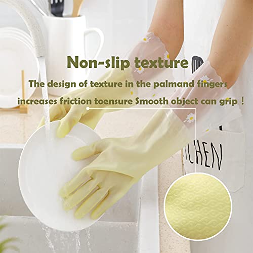 KAQ Dishwashing Cleaning Gloves 3 Pairs - Reusable Rubber Gloves Non-Slip Laundry Kitchen Gardening Household Gloves - Image 4