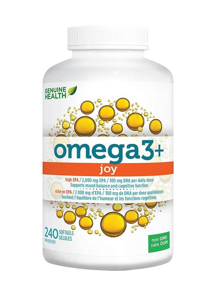 Genuine Health - Genuine Health Omega 3+ Joy Fish Oil Supplement, 2000 mg EPA, 100 mg DHA, Non-GMO, 240 Softgels - Image 1