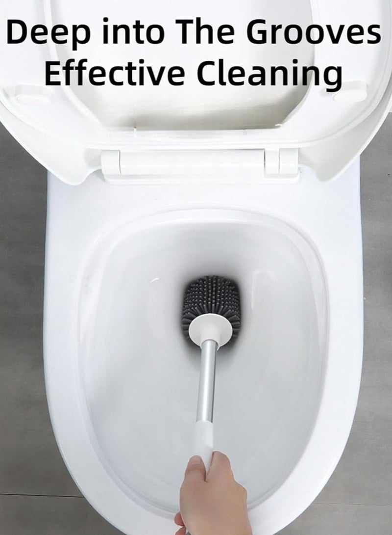 TodyJeyHo Plastic Toilet Brush and Holder Set Toilet Brush with Durable Bristles and Long Handle Bathroom Accessories Space Saving for Storage for Bathroom Deep Cleaning - Image 4