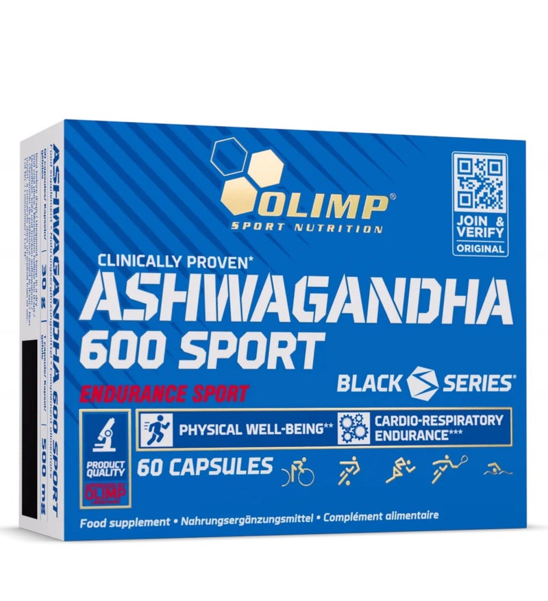 أولمب أشواغاندا 600 سبورت (سلسلة Black Series) - 60 كبسولة | تركيبة مخصصة لرياضات التحمل | دعم الصحة البدنية والتحمل القلبي التنفسي - Image 1