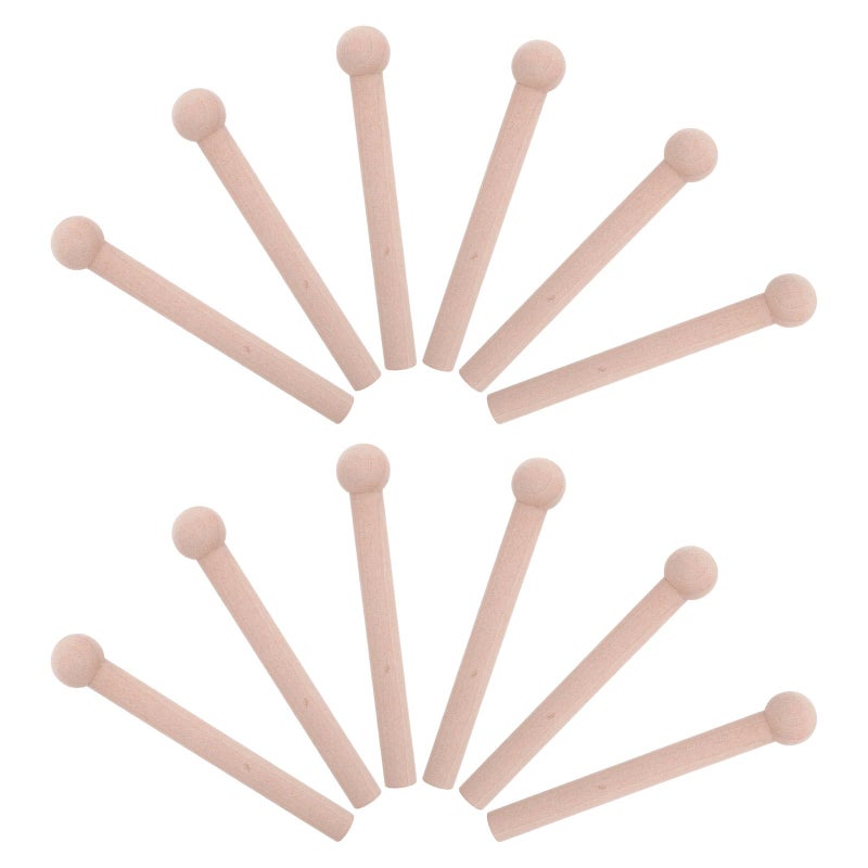 12pcs Solid Wood Pegboard Hooks and Dowels Set 25x130x15mm for Garage Tool Storage and Workshop Organization - Image 2