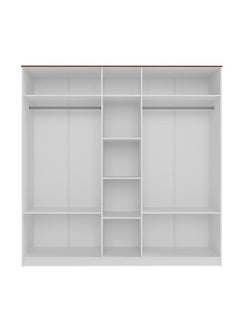 DANUBE HOME Pera 5-Door Wardrobe Extra Sturdy Closet Clothes Storage Cupboard Modern Design Space Saving Door Cabinet For Bedroom - White / Light Walnut With 2-Year Warranty  - Image 1
