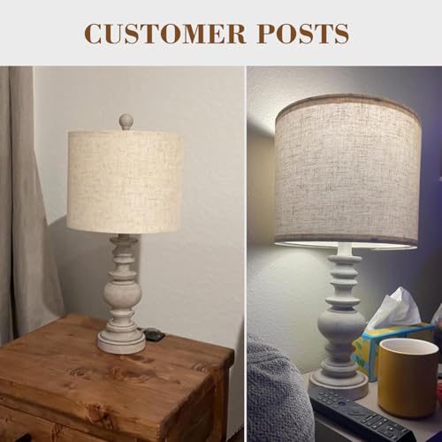 BOBOMOMO Tradition 20" Rustic Table Lamp Set of 2 for Living Room Bedroom Bedside Desk Lamps Bedroom Nightstand Vintage Lamps Linen（Suitable for Decorating Small Areas） - Image 5