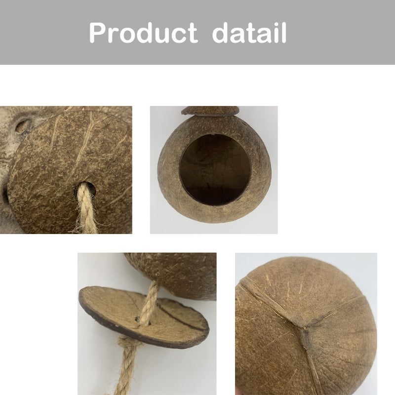MUYG Crested Gecko Coconut Hut,Leopard Gecko Natural Coco Shell Den Reptiles Habitat Durable Hanging Cave Hideouts Plants Climbing Decoration for Amphibians and Small Animals(4 Pcs) - Image 5