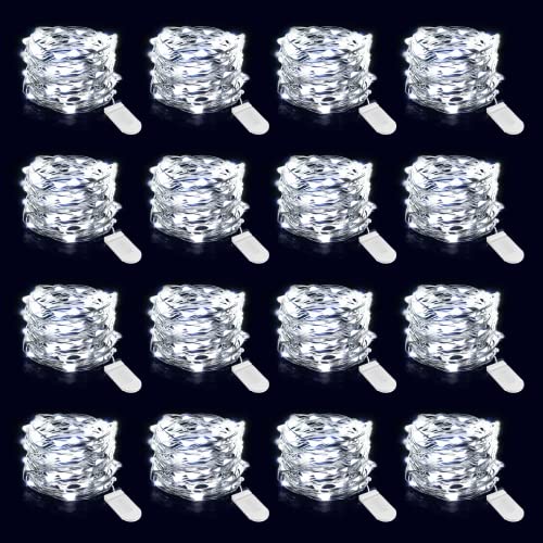 Onforu 16 Pack Fairy Lights Battery Operated String Lights, 6.5ft 20 Mini LED Lights, IP67 Waterproof White Fairy Lights, Twinkle Lights for Mason Jar Wedding Centerpiece Decor Christmas Bedroom - Image 1