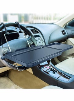 Generic 2 in 1 Car Steering Wheel Tray and Back Seat Tray for Food and Laptop Work Compact Black Desk  - Image 1