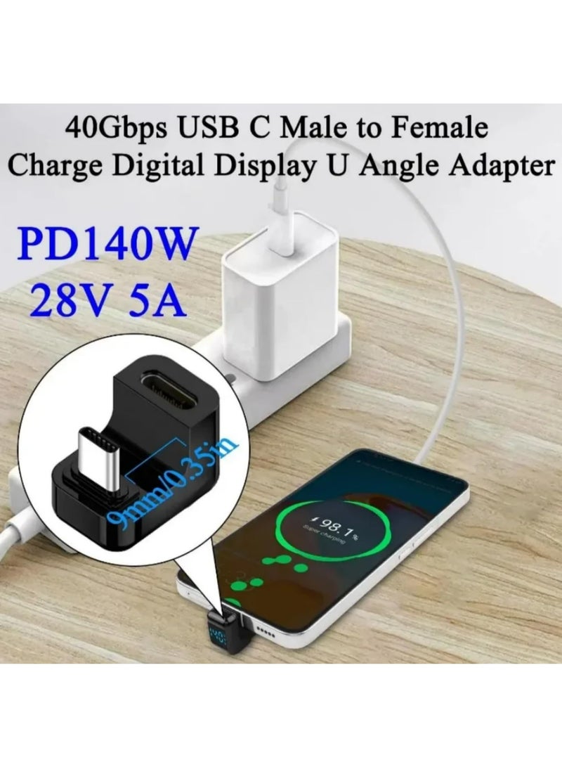 قطعة واحدة من محولات USB4.0 على شكل حرف U بقدرة 140 واط وسرعة 40 جيجابت في الثانية للشحن السريع، من ذكر USB-C إلى أنثى Type-C، بزاوية 180 درجة، موصلات هاتف عالية السرعة. - Image 3