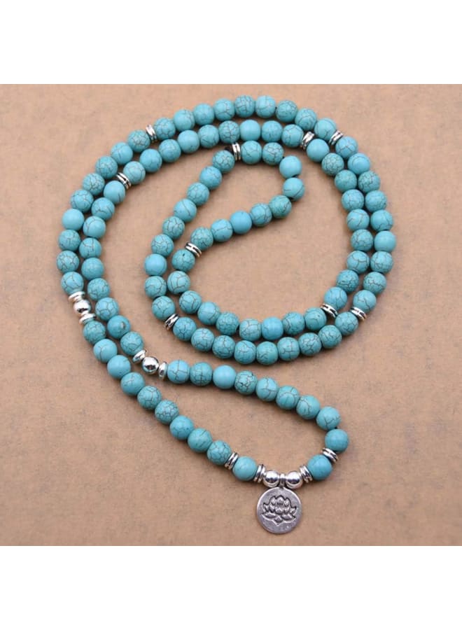 Self-Discovery 108 Natural Beads Mala Yoga Bracelet with Lotus Charm, Stone  - Image 2