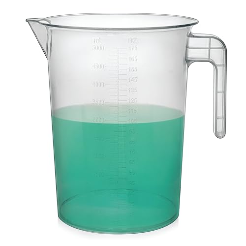 Terbold 5 Liter Measuring Pitcher | 1.3 Gallon Shatterproof Plastic Large Graduated Mixing Pitchers, 1 to 2 Gallons (5L, 5000ml) - Image 1