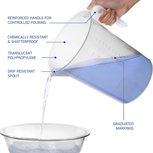Terbold 5 Liter Measuring Pitcher | 1.3 Gallon Shatterproof Plastic Large Graduated Mixing Pitchers, 1 to 2 Gallons (5L, 5000ml) - Image 3