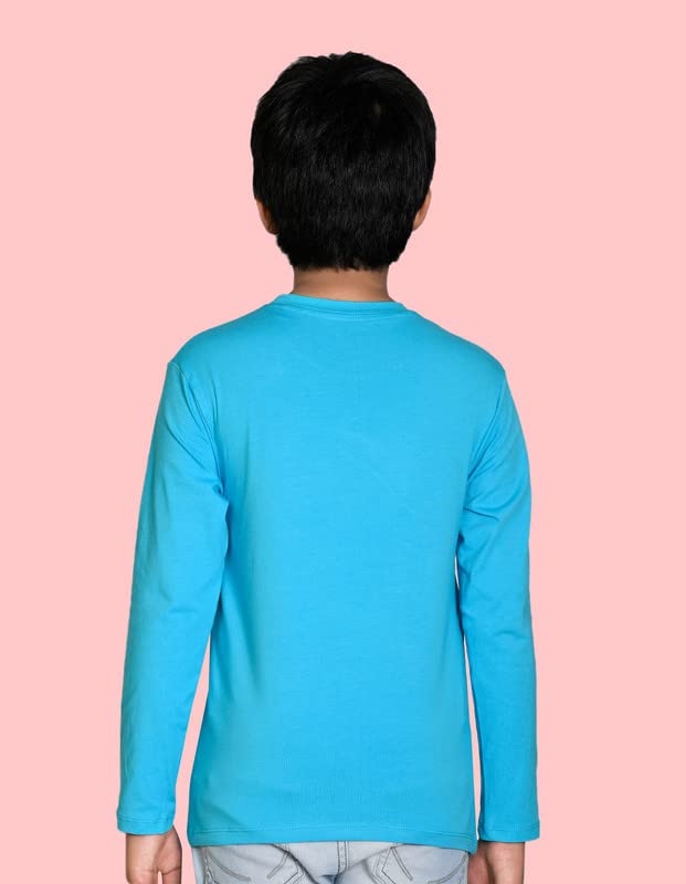 Nusyl Boys Full Sleeves Solid T-Shirt for Kids | Soft Cotton Blend | Comfortable Regular Fit | Casual 2-16 Years | Sky Blue - Image 2