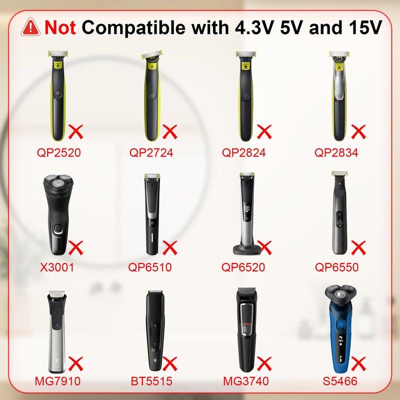 IBERLS HQ850 Power Cord Compatible with Philips One Blade QP2630 QP2530 Shaver, Replacement Charger 8V Fit for Philips Razor Norelco All-in-One Grooming Trimmer Charging Cable Adapter - Image 4