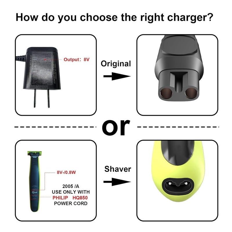 IBERLS HQ850 Power Cord Compatible with Philips One Blade QP2630 QP2530 Shaver, Replacement Charger 8V Fit for Philips Razor Norelco All-in-One Grooming Trimmer Charging Cable Adapter - Image 5