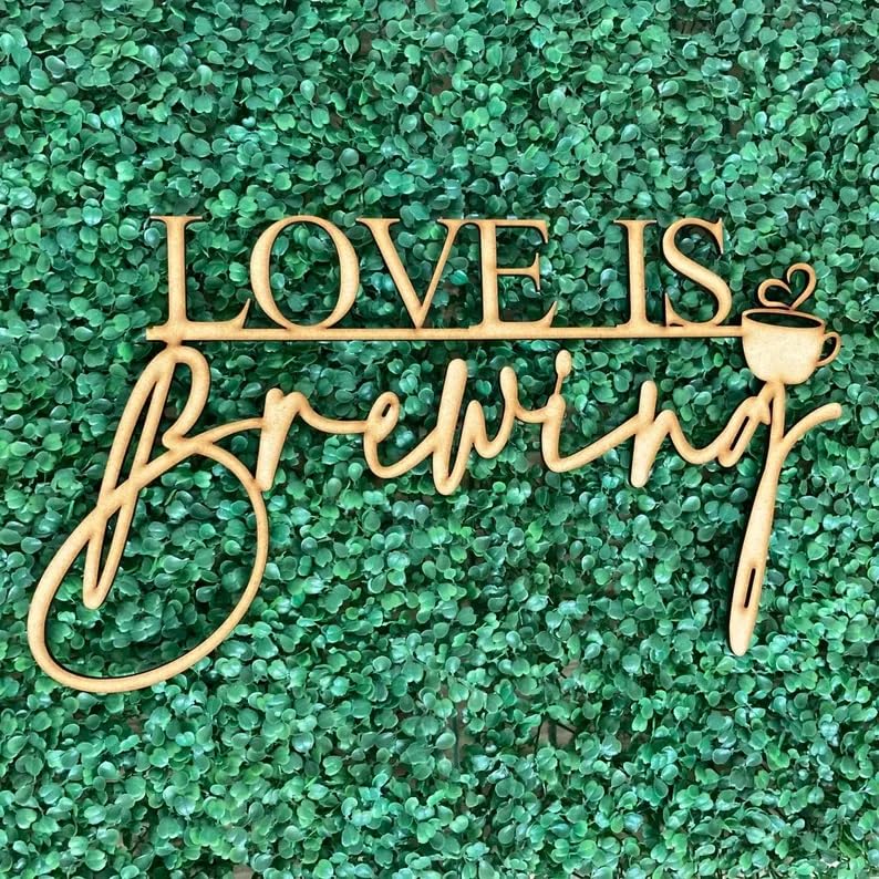 QENWWENG Love is brewing Sign for Backdrop,Coffee Bridal Shower Decor,Bridal Shower Decorations for for Love is Brewing Wedding Shower Engagement Party Cake Decorations - Image 3