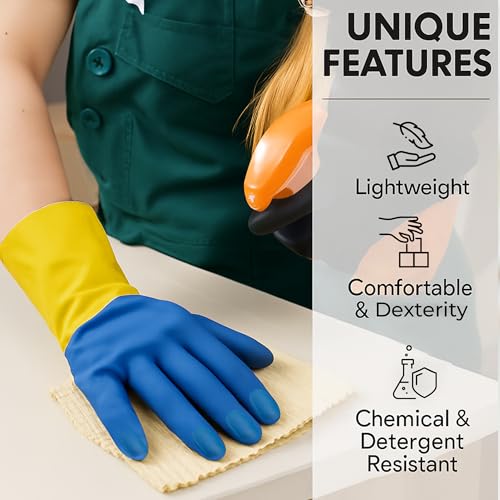 Robustt Heavy Duty Rubber Hand gloves - 50 Pairs (Free Size, Multicolor) for Dishwashing, gardening, kitchen cleaning - Image 2